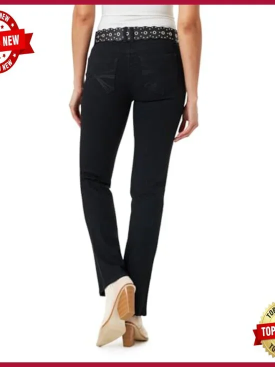 Bootcut Mid-Rise Stretch Jeans with Belt, Standard & Plus Sizes - Picture 2 of 7